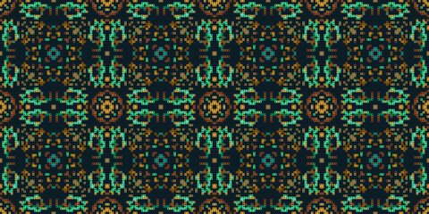Vector cross stitch Boho background, Knitted ethnic pattern, Embroidery diagonal ethnic style,seamless pattern jacquard classic, Design for textile, fabric, cloth, wallpaper, sweater