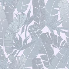 Nature seamless pattern. Hand drawn abstract tropical summer background