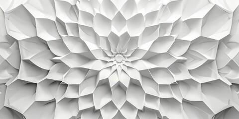 Detailed close up view of a delicate white paper flower with intricate petals and textures