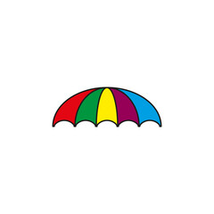Colorful striped umbrella with different colors. Vector illustration in outline and line style on a white background.