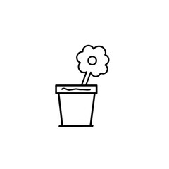Beautiful Flower Pot And Line Art