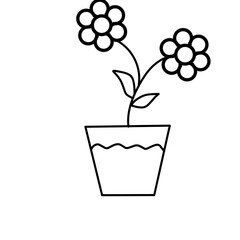 Beautiful Flower Pot And Line Art