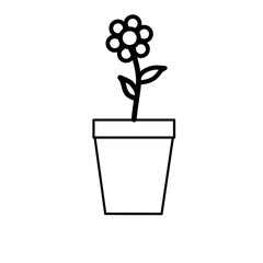 Beautiful Flower Pot And Line Art