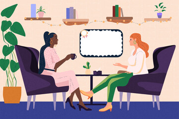 Psychology therapy. woman sitting and talking to psychologist. psychotherapy concept