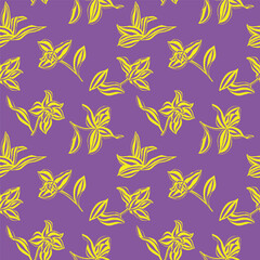 Trendy floral seamless pattern collection. Set of vintage 70s style flower background illustration. Colorful pastel color groovy artwork bundle, y2k nature backgrounds with spring plants