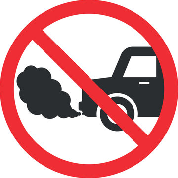 No idling turn engine off sign. Forbidden signs and symbols.