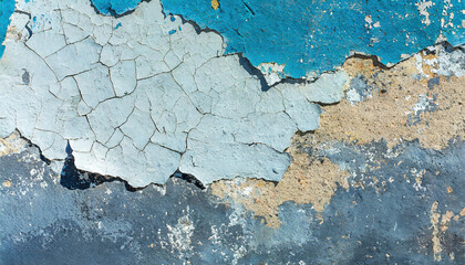 Obraz premium Blue grunge old cracked paint and peeled plaster on the wall. Abstract background and texture for design.