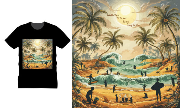 California, Los Angeles t-shirt design. T shirt print design with palm tree. generative Ai