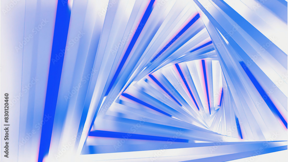 Poster neon triangular tunnel moving into the distance. design. neon geometric background, abstract 3d back