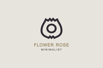 Obraz premium Rose flower icon minimal logo design. Beauty aesthetics vector art. 