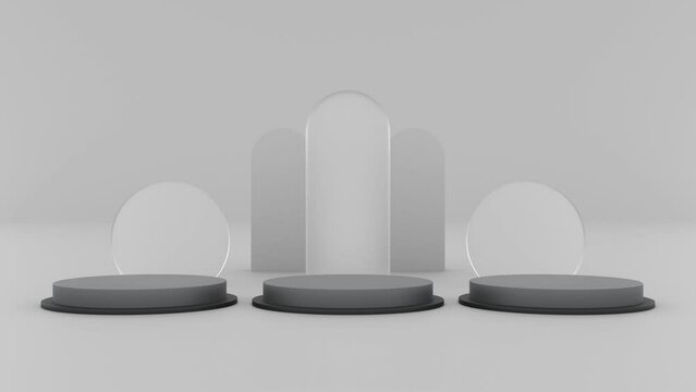 platform gray on gray background 4k video. 3d render illustration