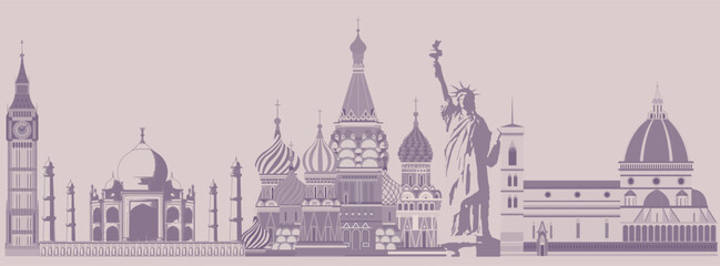 Obraz premium banner landmarks of the world. Used for decoration, advertising design, websites or publications, banners, posters and brochures.