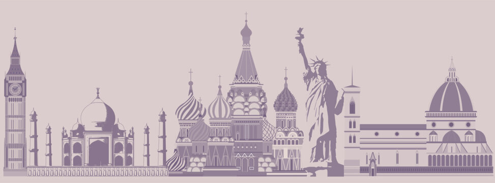 banner landmarks of the world. Used for decoration, advertising design, websites or publications, banners, posters and brochures.