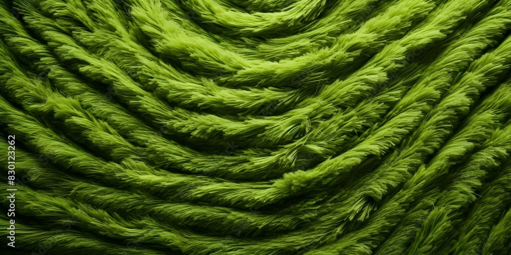 Poster closeup top view of green wool fabric texture with abstract design. concept fabric texture, top view