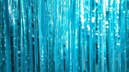 Turquoise shiny foil curtains, background for holidays
