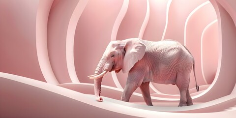 Pink Elephant in a Monochromatic Pink Environment with Copy Space and Selective Focus. Concept Pink Elephant Photo, Monochromatic Environment, Copy Space, Selective Focus