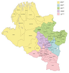 Mapa del Departamento de Nariño con subregiones © ShinyDesign