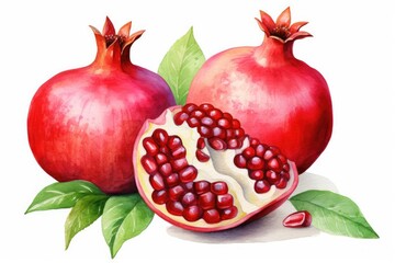 Pomegranate watercolor illustration isolated on white background