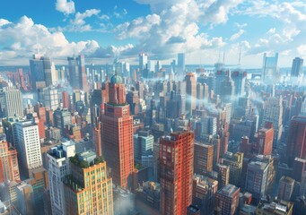 A Modern Metropolis: Skyscrapers and Blue Skies