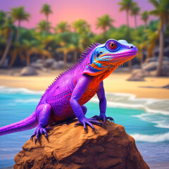 Naklejka premium iguana on the rocks