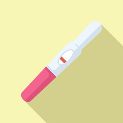 Beautiful flat design vector illustration of a positive pregnancy test result with two pink lines on a pastel background. Perfect for family planning and maternal health
