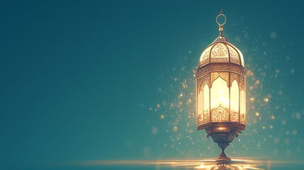 Fototapeta premium Ornate Islamic Lantern 3D Illustration for Eid al-Adha