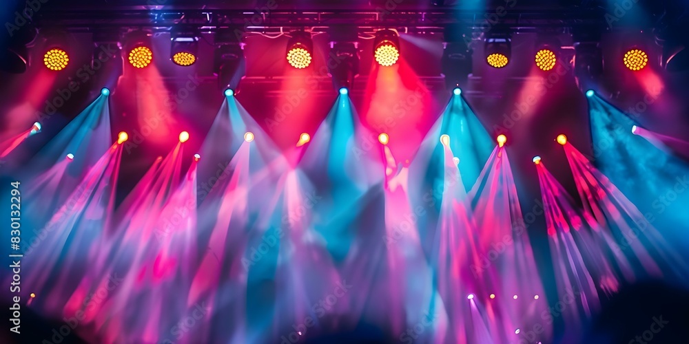 Poster images with vibrant stage lighting creating dynamic visual effects for entertainment. concept stage 