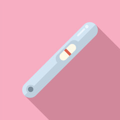 Flat vector illustration of a digital pregnancy test with a positive result, depicted against a soft pink backdrop