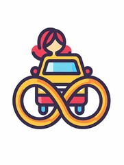 A woman is driving a yellow car with a ring on her finger