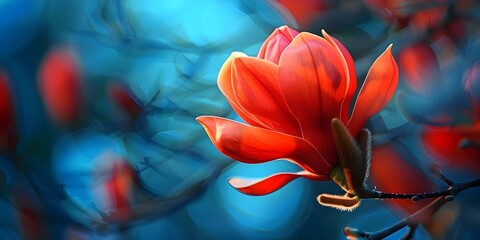 Magnificent magnolia in full bloom. Concept Floral Photography, Spring Blooms, Nature Inspiration, Botanical Beauty