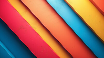A colorful striped background with a blue stripe on the left