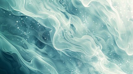 Obraz premium Winter design with gradient from white to teal glowing particles and wave-like textures wallpaper