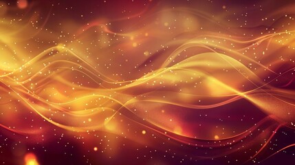 Naklejka premium Serene autumn background with plum sienna amber gradient glowing lines and twinkling particles wallpaper