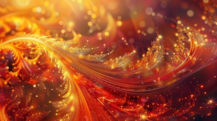 Obraz premium Autumn wallpaper with orange yellow red swirls luminous points and blurred edges wallpaper