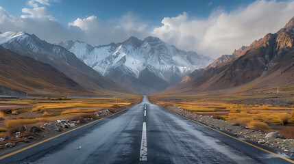 aweinspiring image of Khunjerab Pass high mountain vista panoramic view of Karakoram Range along PakistanChina border pas one of highest paved international border crossing world offer breathtaking sc