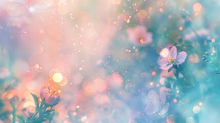 Ethereal abstract with pastel blues pinks and greens floral patterns wallpaper