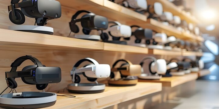 Workshop showcasing VR and AR technology with various headsets and equipment for gene therapy training. Concept VR Technology, AR Technology, Gene Therapy Training, Headsets, Workshop