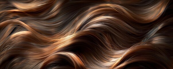 beautiful hair background, shiny and wavy brown hair texture, close up, ultra realistic photography in the style of unknown artist