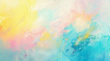 Lemon yellow sky blue and pink in vibrant abstract blooming flowers wallpaper