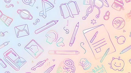 Assorted Office and School Supplies on Pastel Colored Background with Vibrant Stationery Items for Education Creativity and Productivity