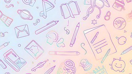 Assorted Office and School Supplies on Pastel Colored Background with Vibrant Stationery Items for Education Creativity and Productivity