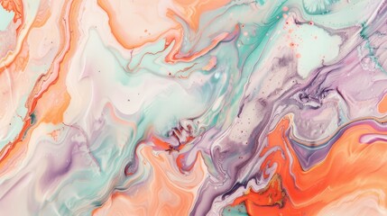 Obraz premium Peach mint and lavender in dynamic abstract spring landscapes wallpaper