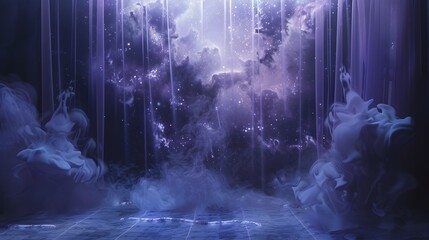 Enchanting Ethereal Mist Curtain Adorned with Shimmering Constellations