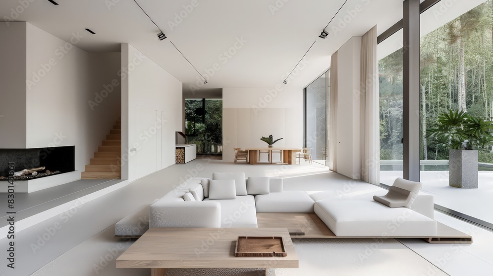 Poster a minimalist house with clean lines and open spaces creates a serene and uncluttered living environm