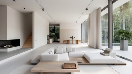 A minimalist house with clean lines and open spaces creates a serene and uncluttered living environment