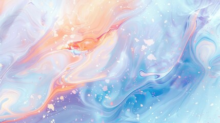 Vibrant abstract with pastel blues apricots lavender fluid patterns light glints wallpaper