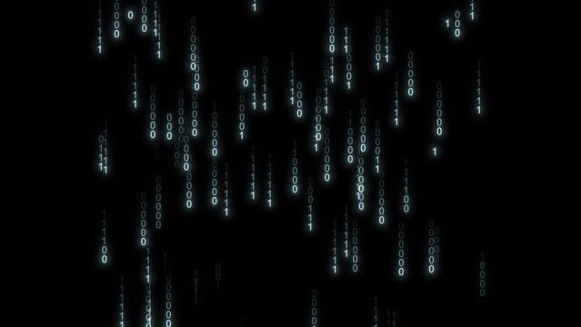 Stream of numbers, ones and zeros, binary code, abstract background