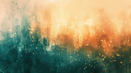 Spruce green rich gold and cinnamon abstract with watercolor effects light beams and cozy hints wallpaper