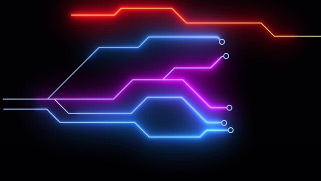 Glowing printed circuit, abstract background