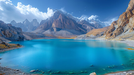 enchanting image of Attabad Lake mesmerizing turquoise water surrounded rugged mountain GilgitBaltistan Formed result of landslide 2010 lake become popular tourist attraction symbol of nature's raw be